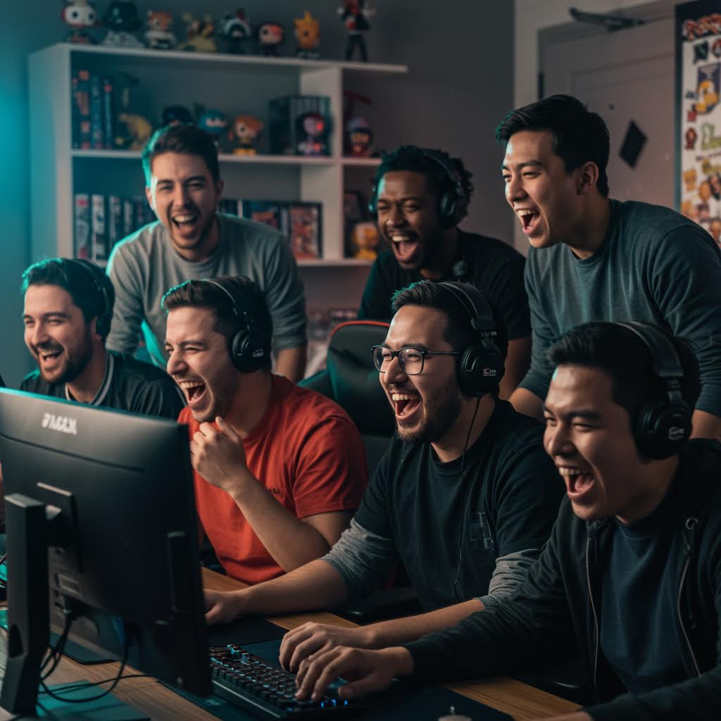 모니터 앞에 모인 젊은 열정이 온카스터디의 연결처럼 한 흐름으로 이어지는 짜릿한 장면