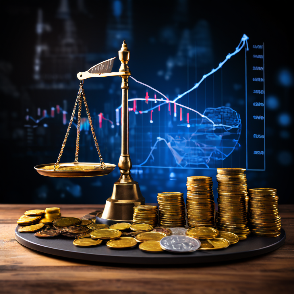 저울 한쪽엔 지역 화폐가, 다른 쪽엔 오르는 가격이 놓여 있고 배경에는 상승하는 인플레이션 그래프가 그려져 있습니다.
