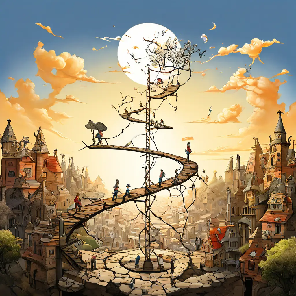 온라인 커뮤니티의 조화로운 내부와 혼란스러운 외부 콘텐츠를 저울로 형상화하며, 양극단을 분리하는 장벽이 균열을 보여주는 디지털 사회의 딜레마를 상징하는 이미지입니다.