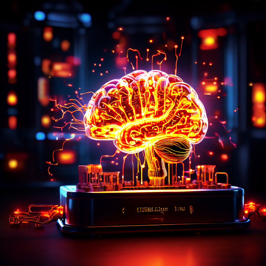 빛나는 뇌 신경회로에서 도파민 불꽃이 도박 슬롯머신 레버와 러닝머신 쪽으로 흘러가는 모습이다.