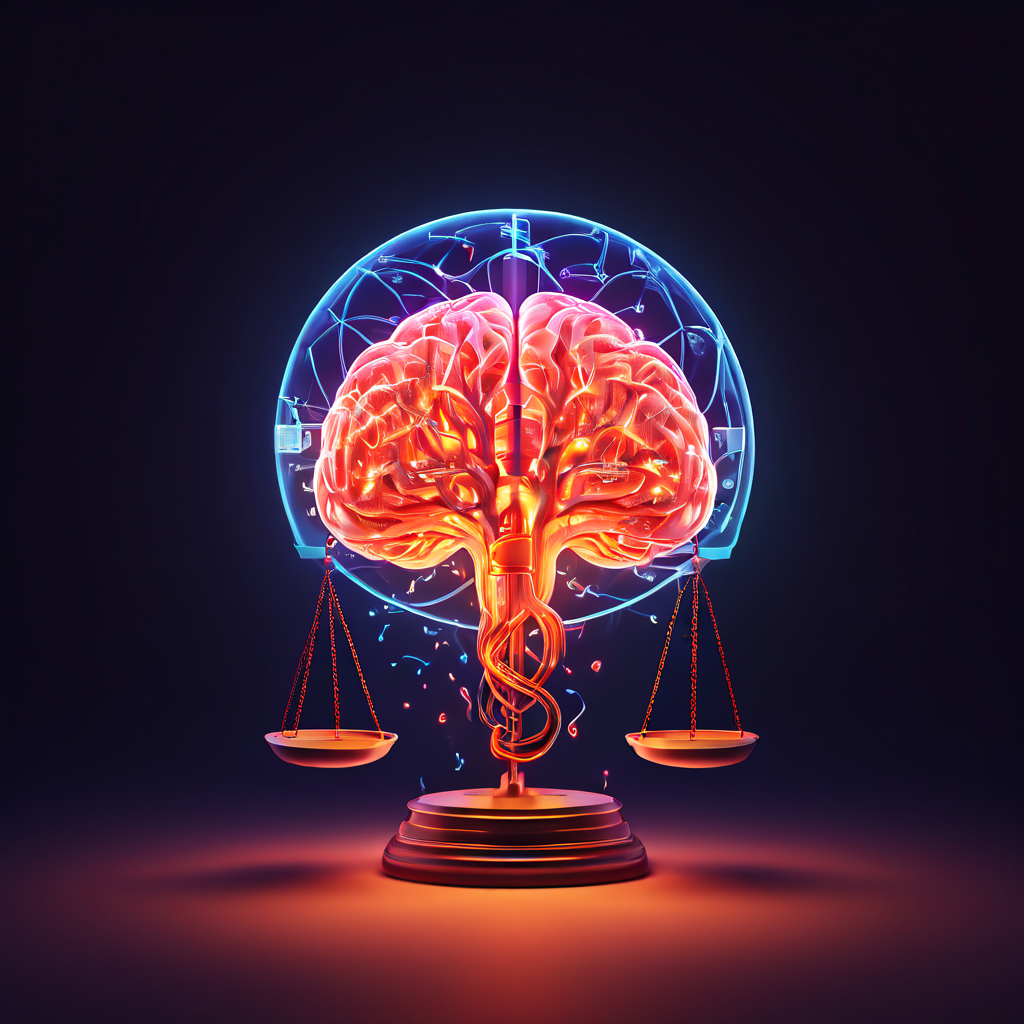 편의성과 인간의 사고 능력을 저울질하는 상징적 이미지로, 밝은 편의 아이콘과 인간의 뇌가 균형을 이루며 동시에 복잡한 그림자를 드리우는 모습을 표현하고 있습니다.