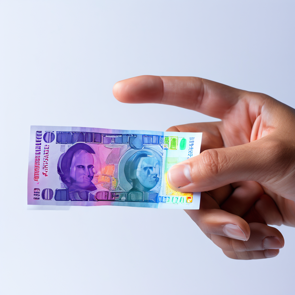 거래 영수증을 반복적으로 건네받는 손과 종이를 비추는 은은한 빛 아래에서 드러나는 숨겨진 메시지를 통해 금융 거래의 이면을 암시하는 이미지입니다.