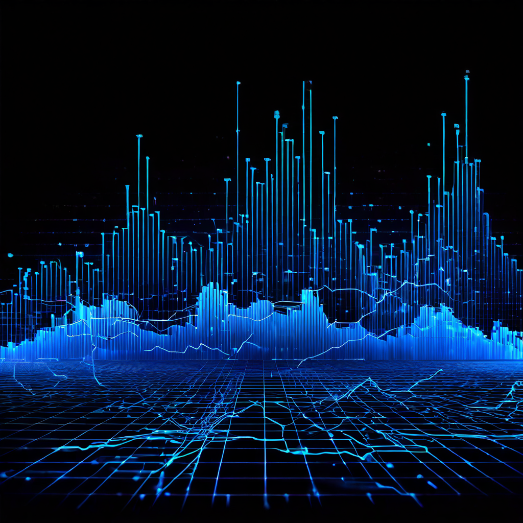 장기간에 걸쳐 상승하는 공격성 지표를 왜곡된 코드와 불안정한 네트워크 연결로 구성된 디지털 환경 위에 중첩하여 보여주는 데이터 그래프 이미지입니다.
