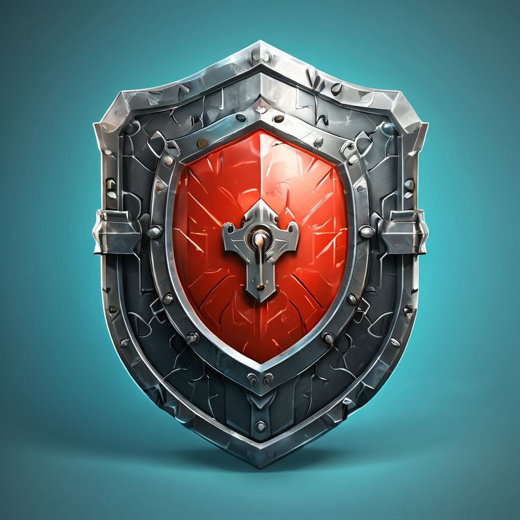 강력한 암호화 기술로 텔레비전 화면을 보호하는 방패와 보안 자물쇠 아이콘이 안정성과 데이터 안전을 시각적으로 표현한 이미지입니다.