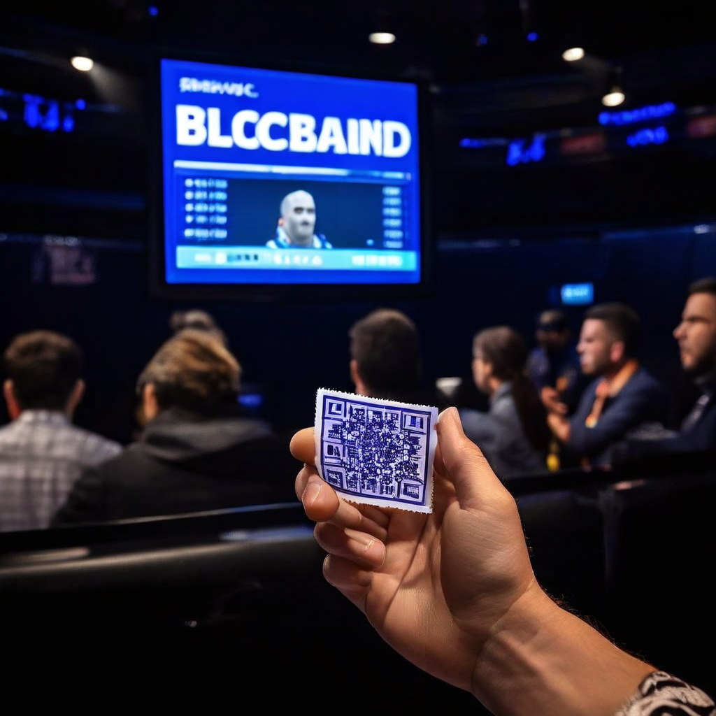 라이브 스트리밍 도박 경기 화면에 'BLOCKED' 차단 스탬프를 찍는 손과 우려하는 시선을 보내는 주변 사람들을 통해 불법 온라인 베팅의 심각성을 경고하는 이미지입니다.