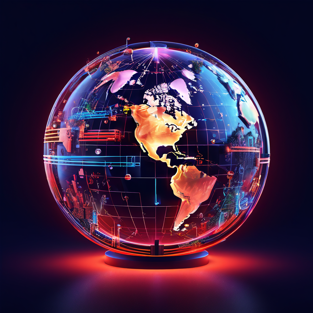 글로벌 스트리밍 서비스의 확산과 성장을 규제하는 법적 체계의 개념을 상징적으로 표현한 이미지로, 지구본 위에 주요 플랫폼 로고가 표시되고 제도적 장치가 점차 적용되는 모습을 담고 있습니다.