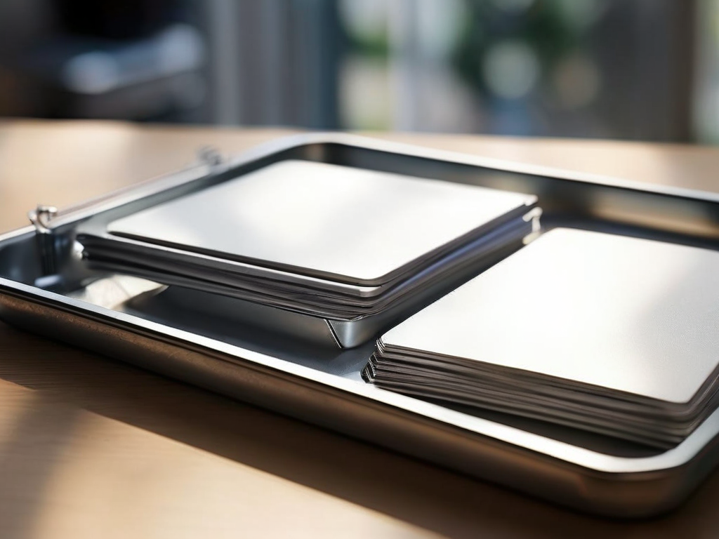 A brushed metal tray holds blank divider cards, representing organized references for streaming expiration rules.